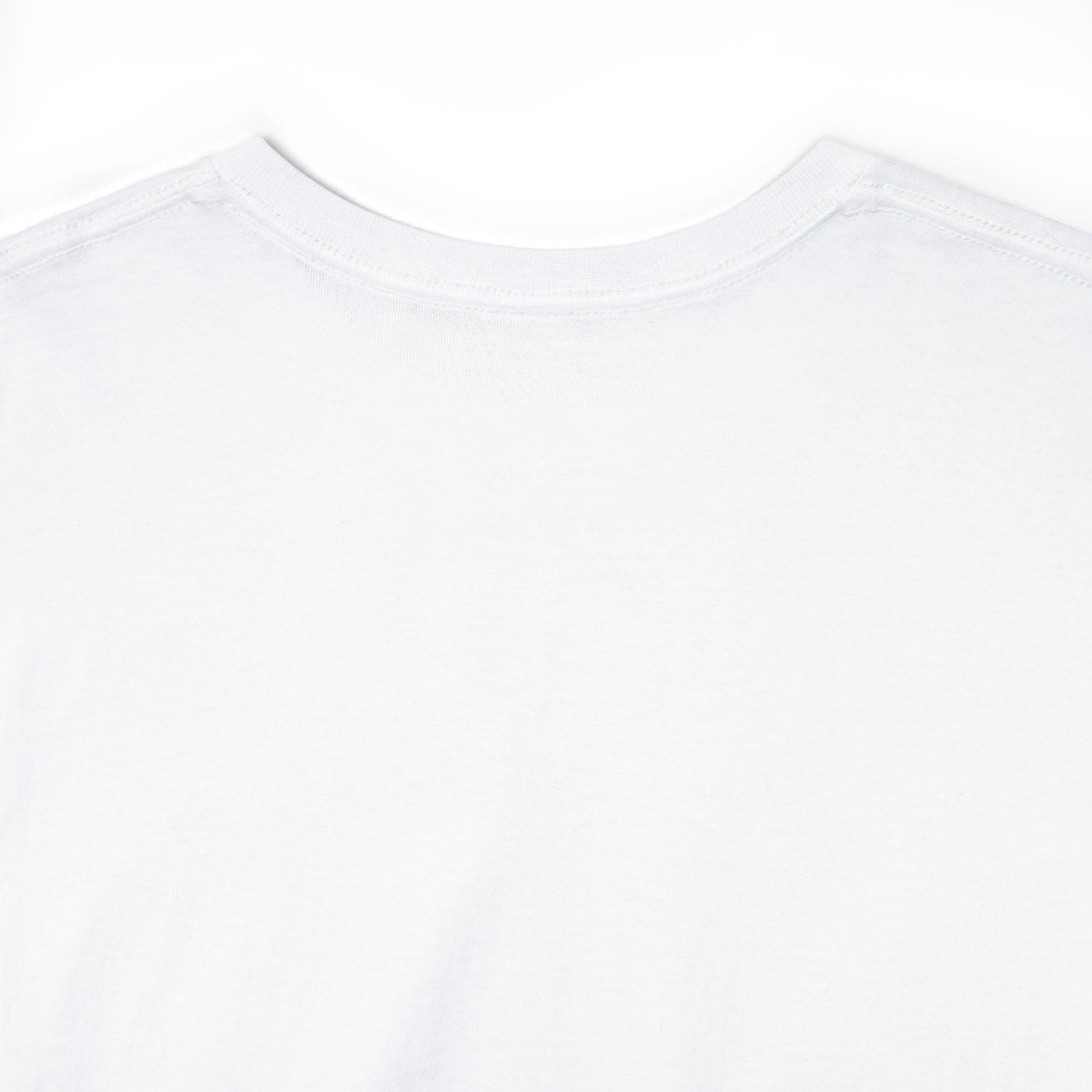 In Pizza We Crust custom white T-Shirt back collar closeup