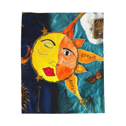 Celestial Circus Sun/Moon Velveteen Throw Blanket