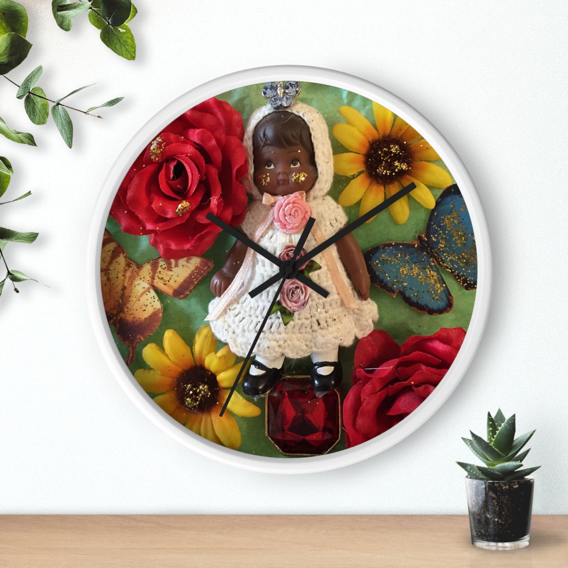 Black Girl Magic White Wall Clock with black hands