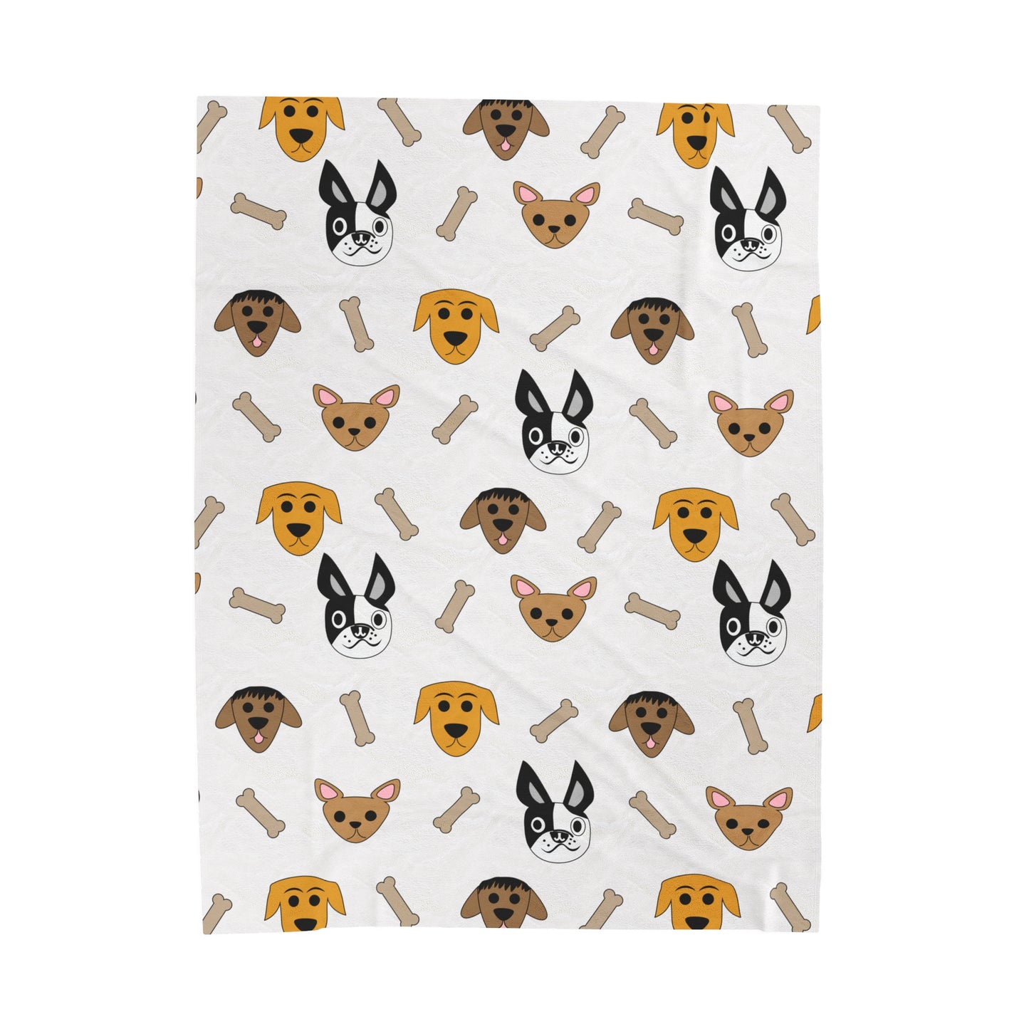 Dog-Print Velveteen Throw Blanket