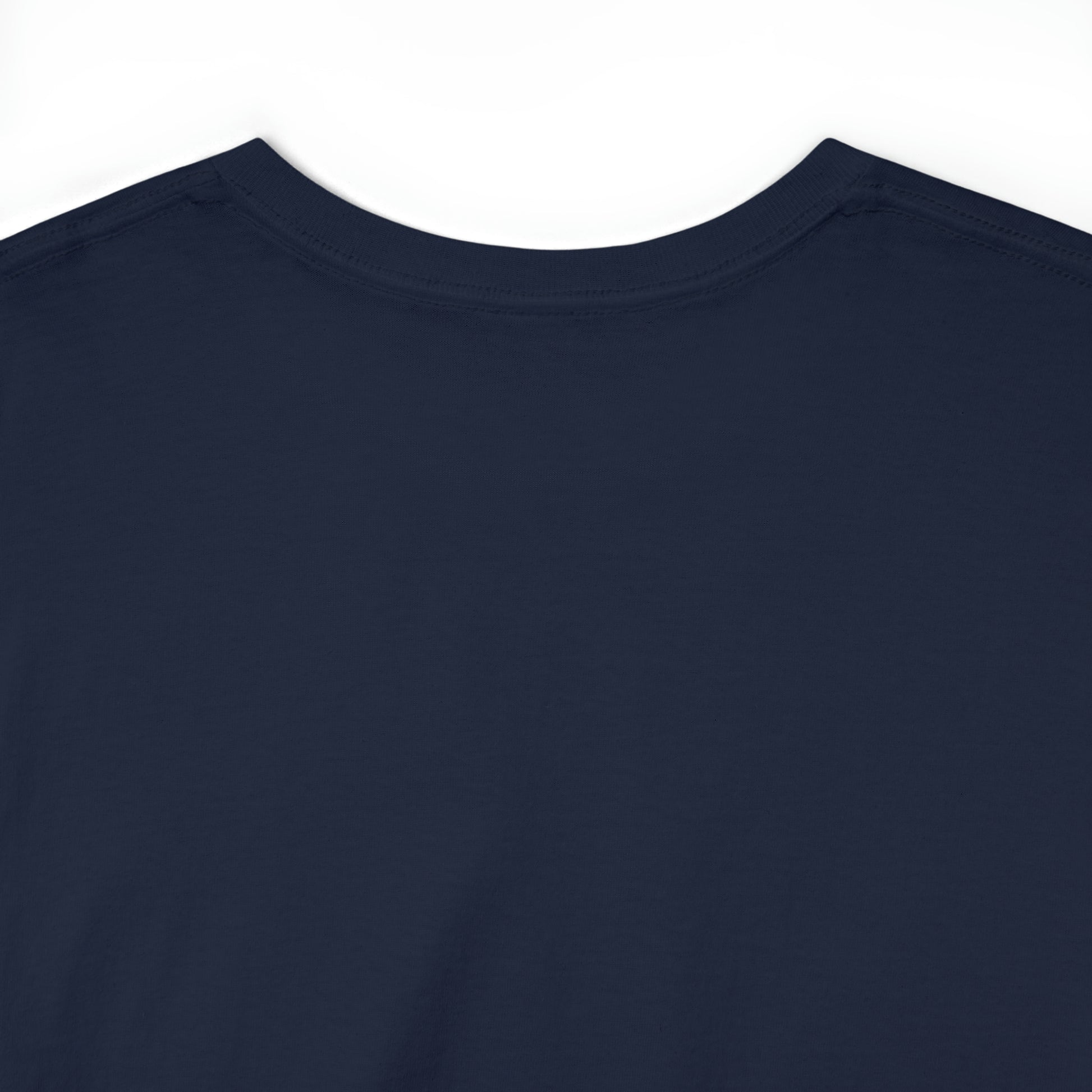 Arcade Paradise custom navy T-Shirt back collar closeup