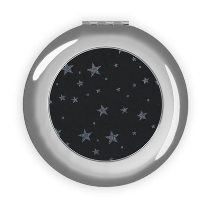 Silver Stars Compact Travel Cosmetic Mirror