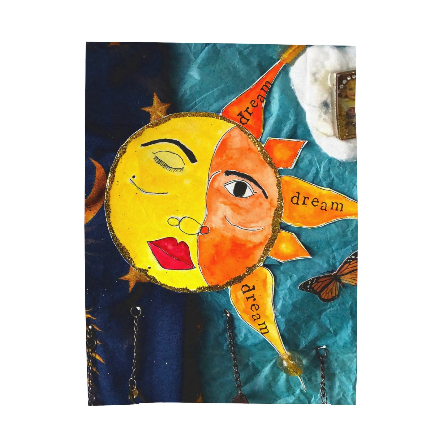 Celestial Circus Sun/Moon Velveteen Throw Blanket