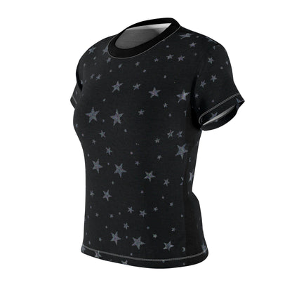 Short-Sleeve Allover Silver Star-Print Women's Tee