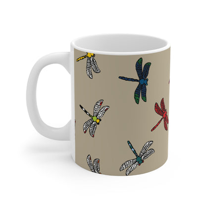 Dragonfly Dandy custom patterned mug left hand view