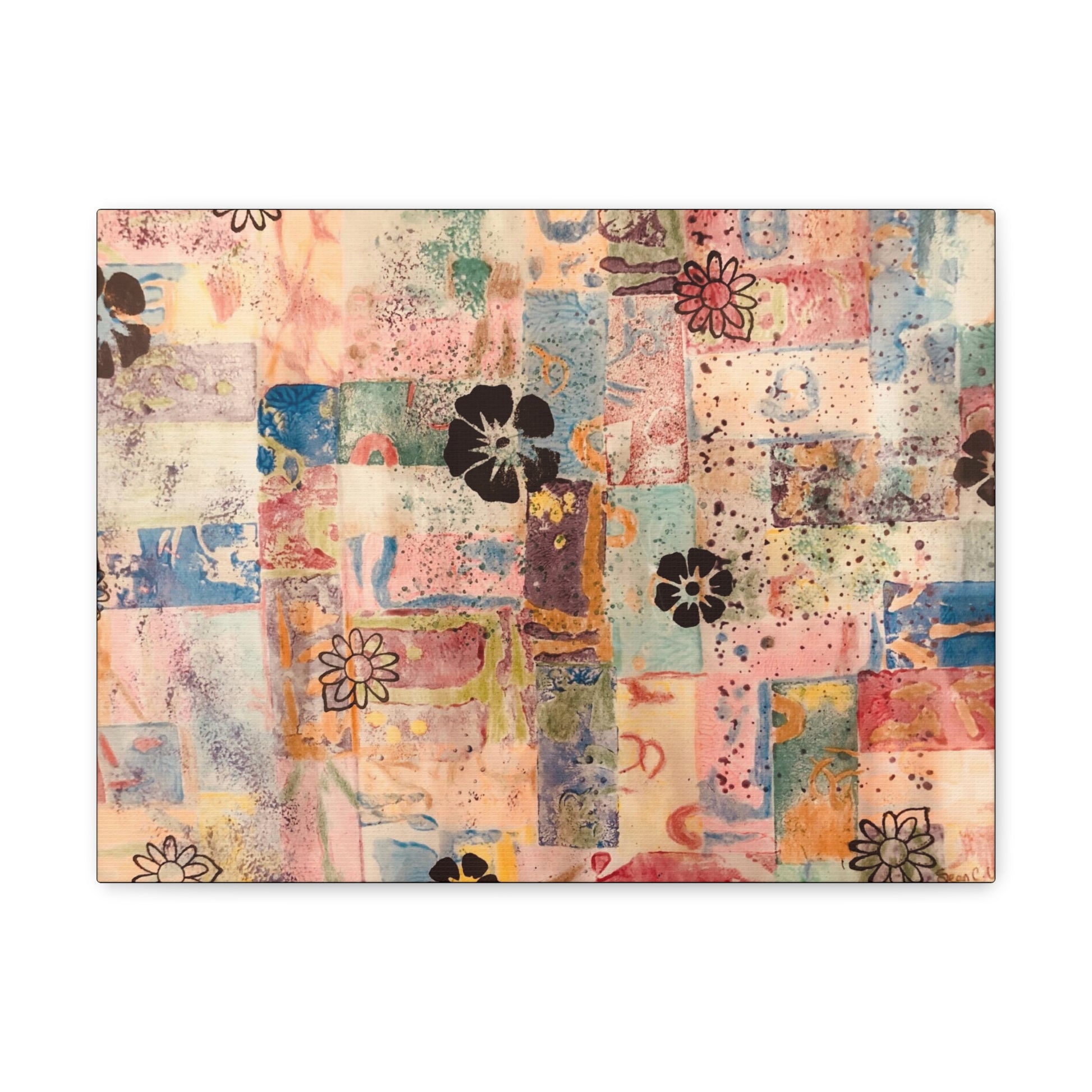 Abstract Flowers patterned wall art front view