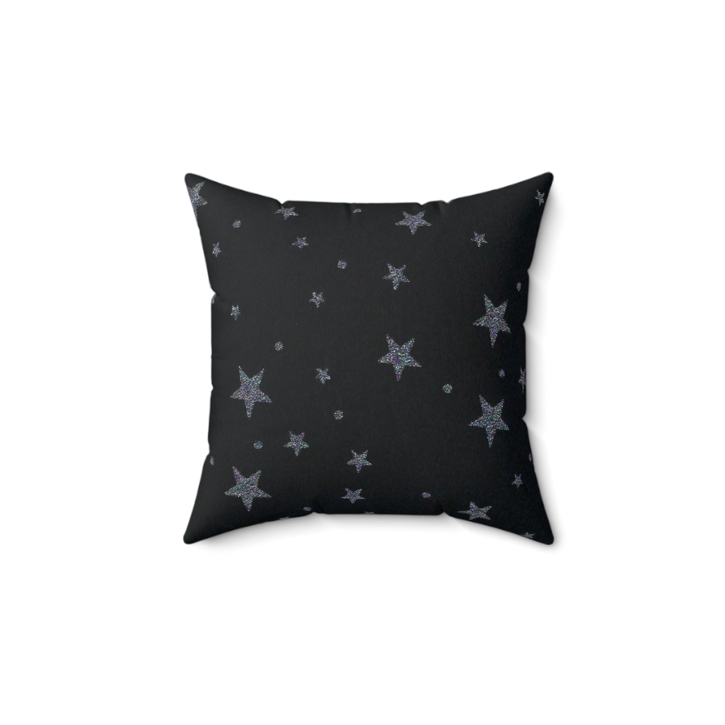 Silver Stars Spun Polyester Square Decorative Throw Pillow