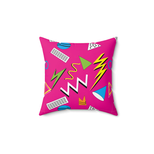 Retro 1980s Hot Pink Spun Polyester Square Throw Pillow, Hipster Home Decor