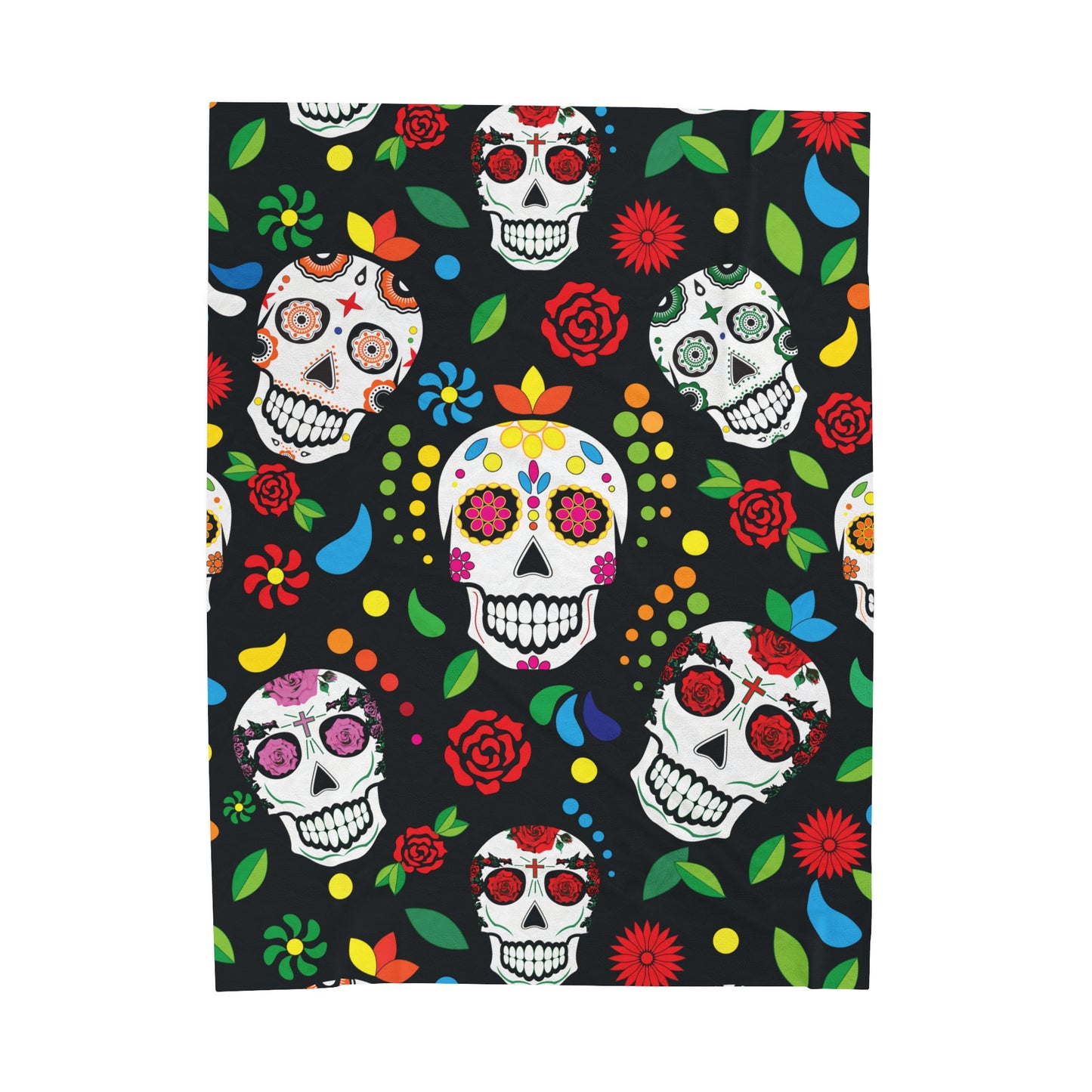 Sugar Skulls Velveteen Plush Patterned Blanket