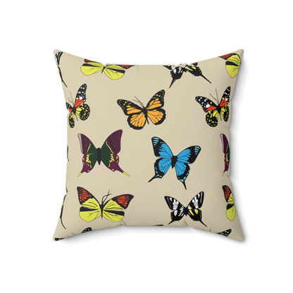 Butterfly-Print Square Throw Pillow