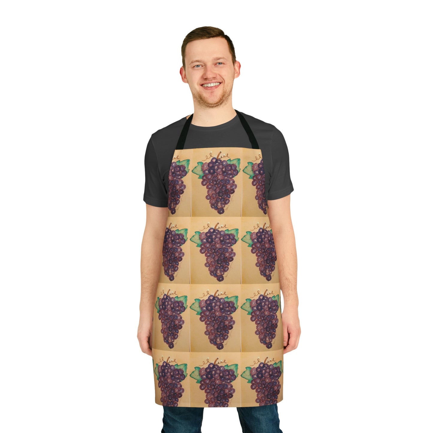 Italian-Style Tuscan Kitchen Cooking Apron with Purple Grapes