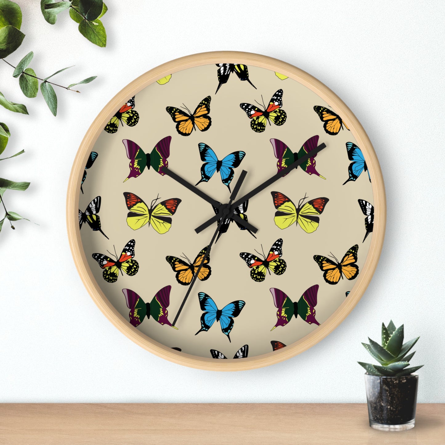 Monarchs, Blue Morpho, Swallowtail Butterfly-Lover Wall Clock, Insects, Home Decor, Housewarming Gift, Timepieces