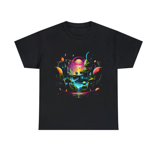 Alien Planets custom black T-Shirt front