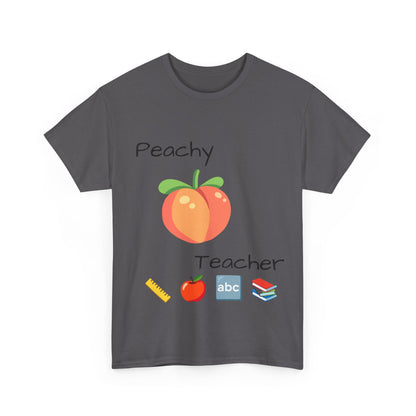 Peachy School Teacher Tee, Teacher Gift, Teacher of the Year, Short-Sleeve Crew-Neck T-shirt