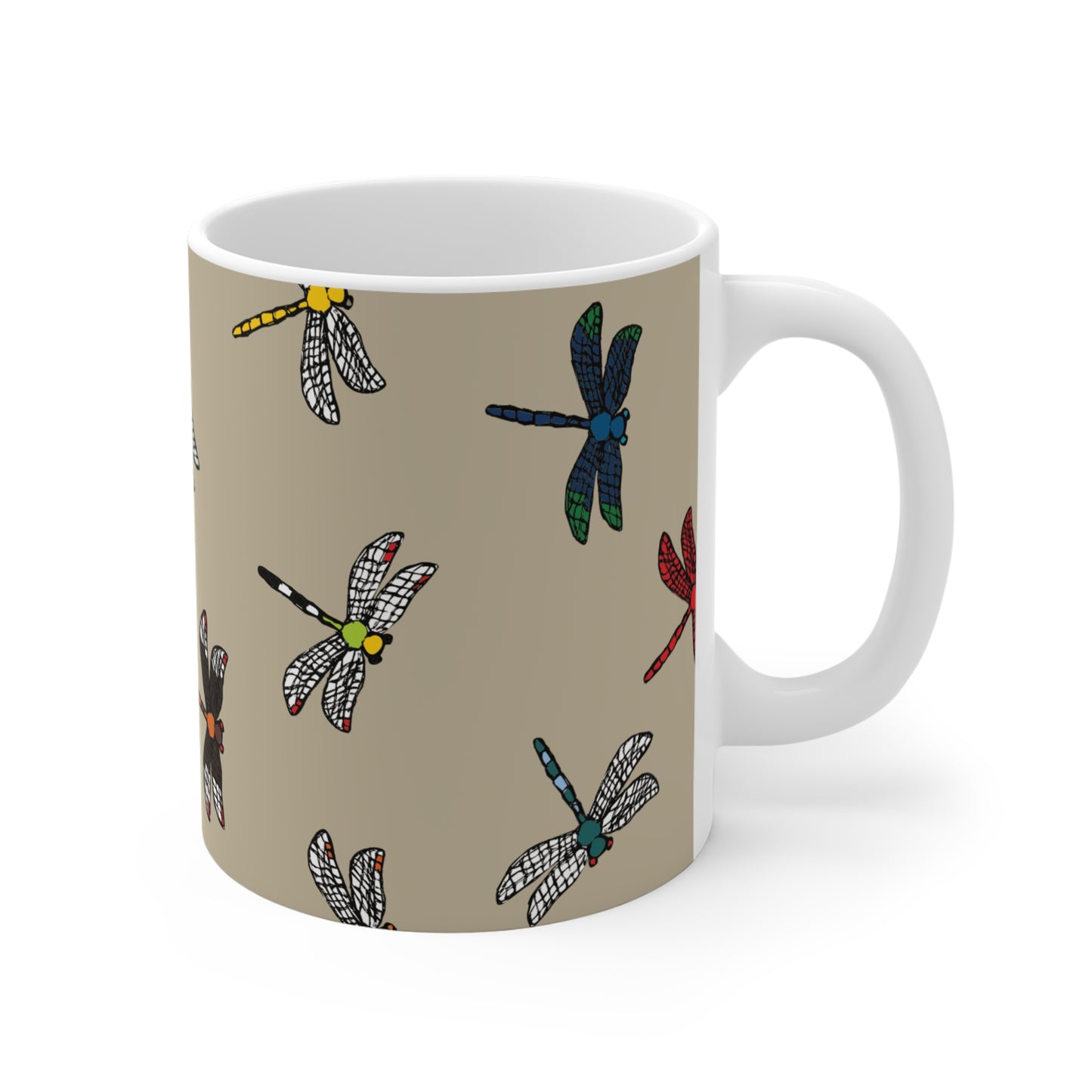 Dragonfly Dandy custom patterned mug right hand view