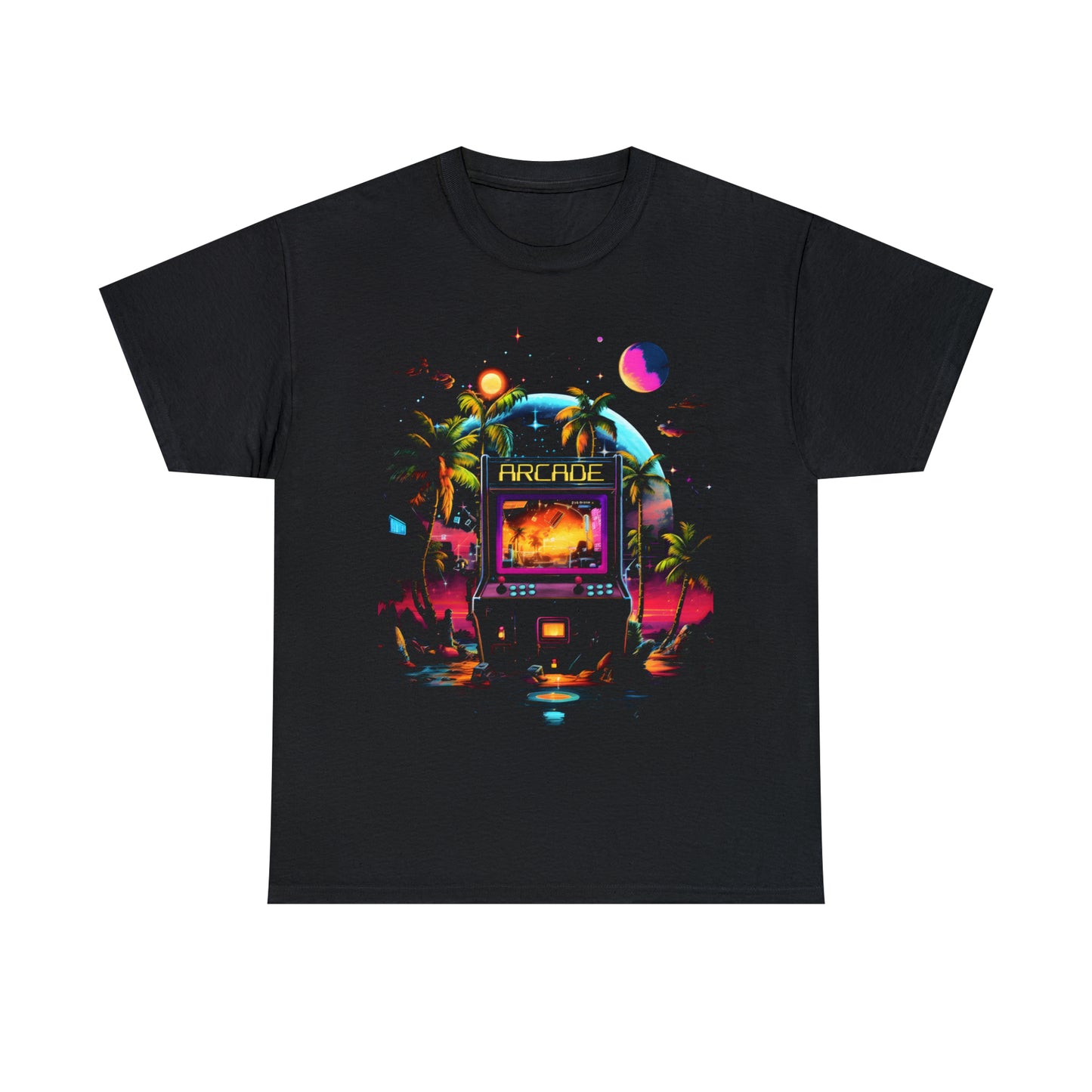 Arcade Paradise custom black T-Shirt front