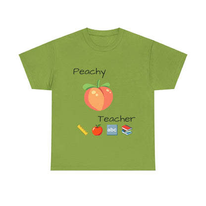 Peachy School Teacher Tee, Teacher Gift, Teacher of the Year, Short-Sleeve Crew-Neck T-shirt