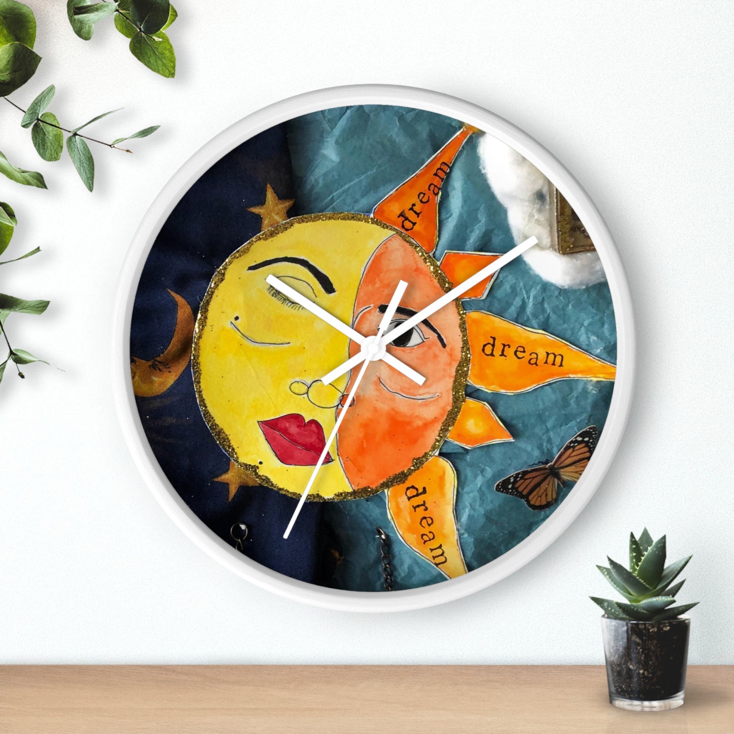 Celestial Circus White Wall Clock with white hands