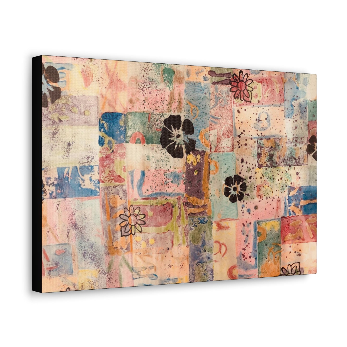 Abstract Flowers patterned wall art side view