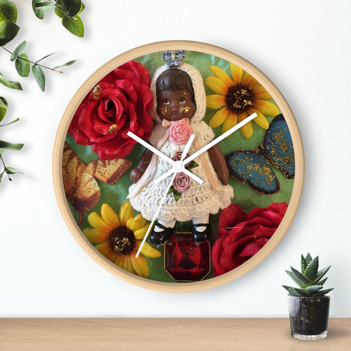 Black Girl Magic Wooden Wall Clock with white hands