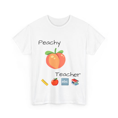 Peachy School Teacher Tee, Teacher Gift, Teacher of the Year, Short-Sleeve Crew-Neck T-shirt