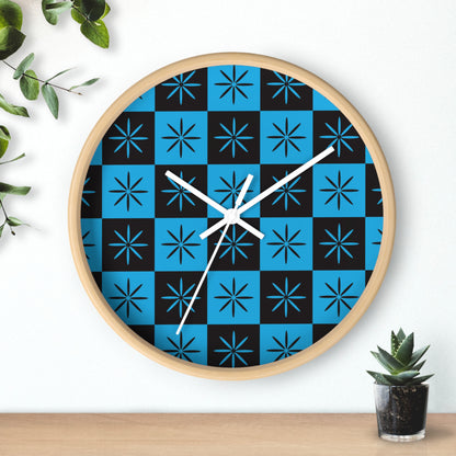 Black & Blue Mid-century Style Atomic Starburst Wall Clock