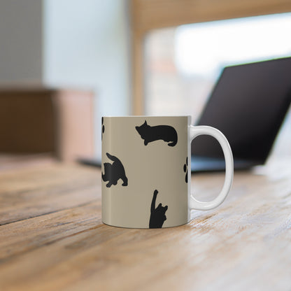 Cats Silhouette custom patterned mug on a desk