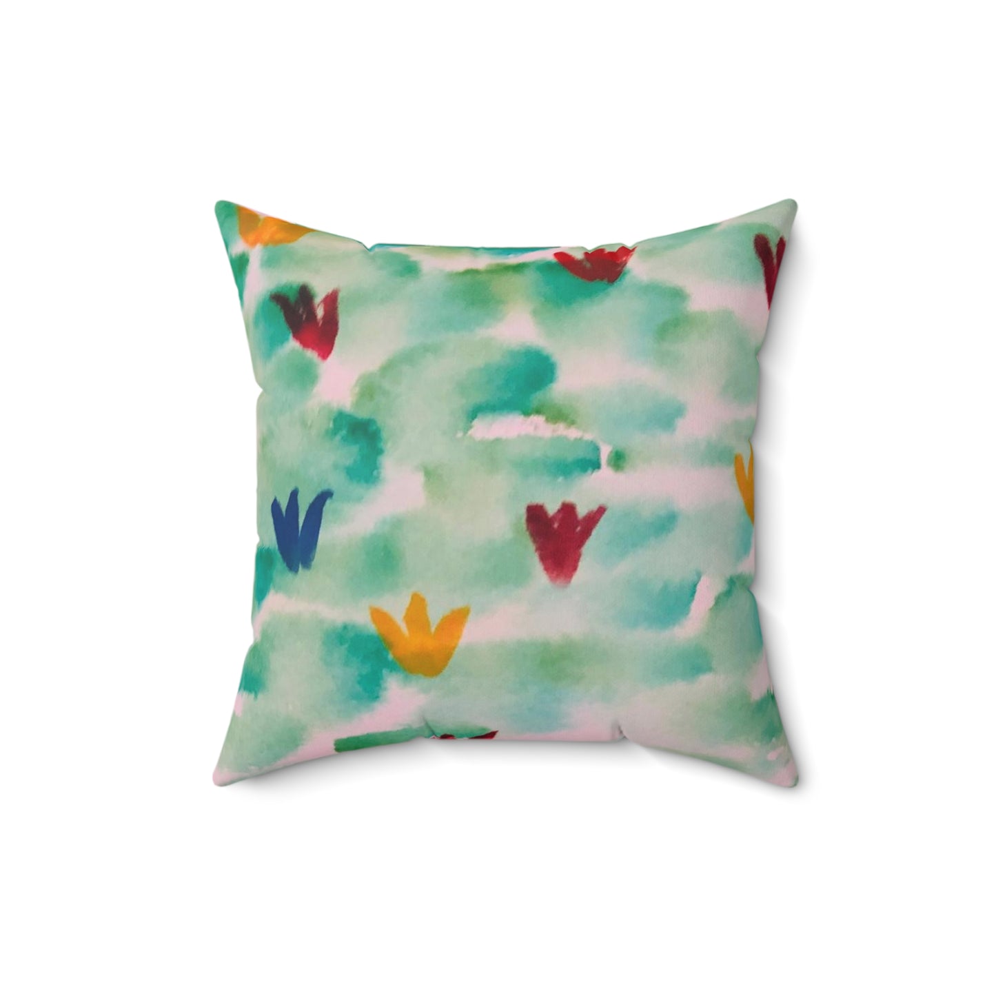 watercolor floral square throw pillow