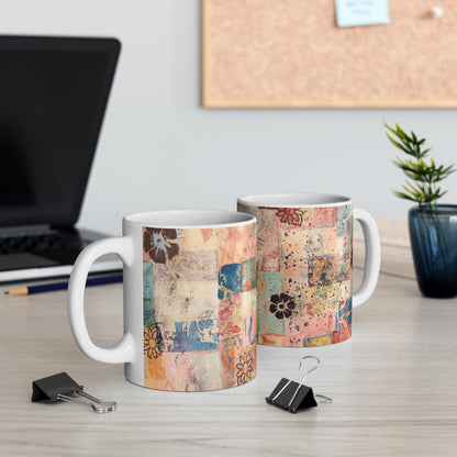 Abstract Flowers custom patterned mug left and right hand view