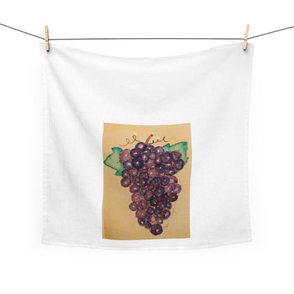 Italian-Style Tuscan Kitchen Hand Tea Towel with Purple Grapes