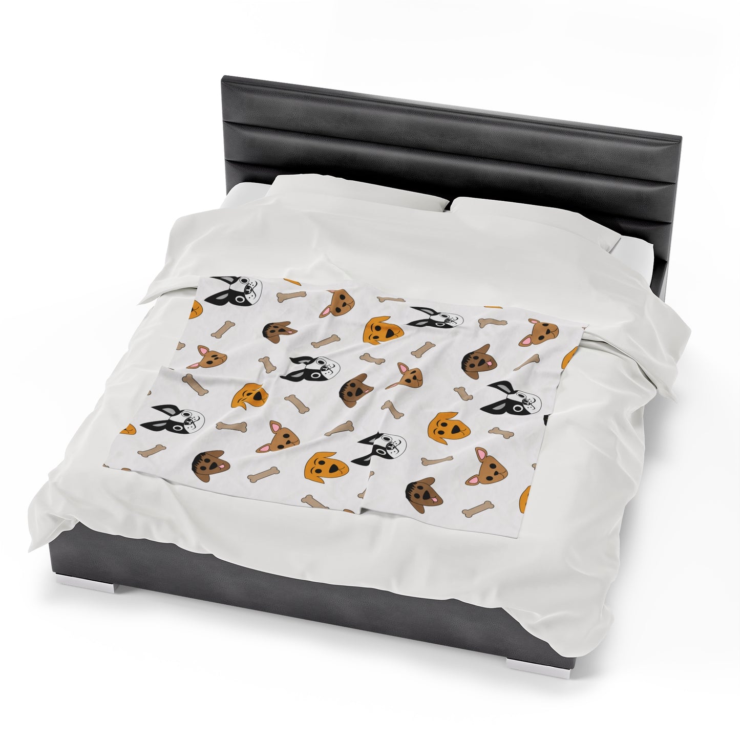 Dog-Print Velveteen Throw Blanket