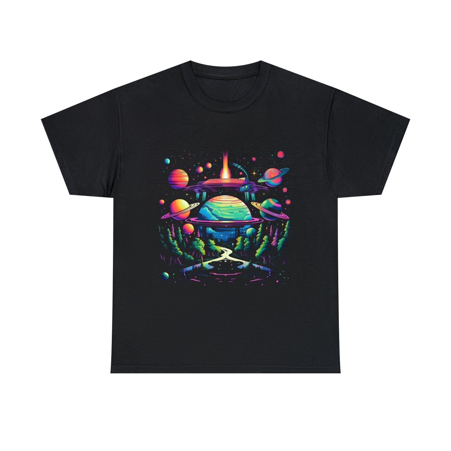 Space custom black T-Shirt front