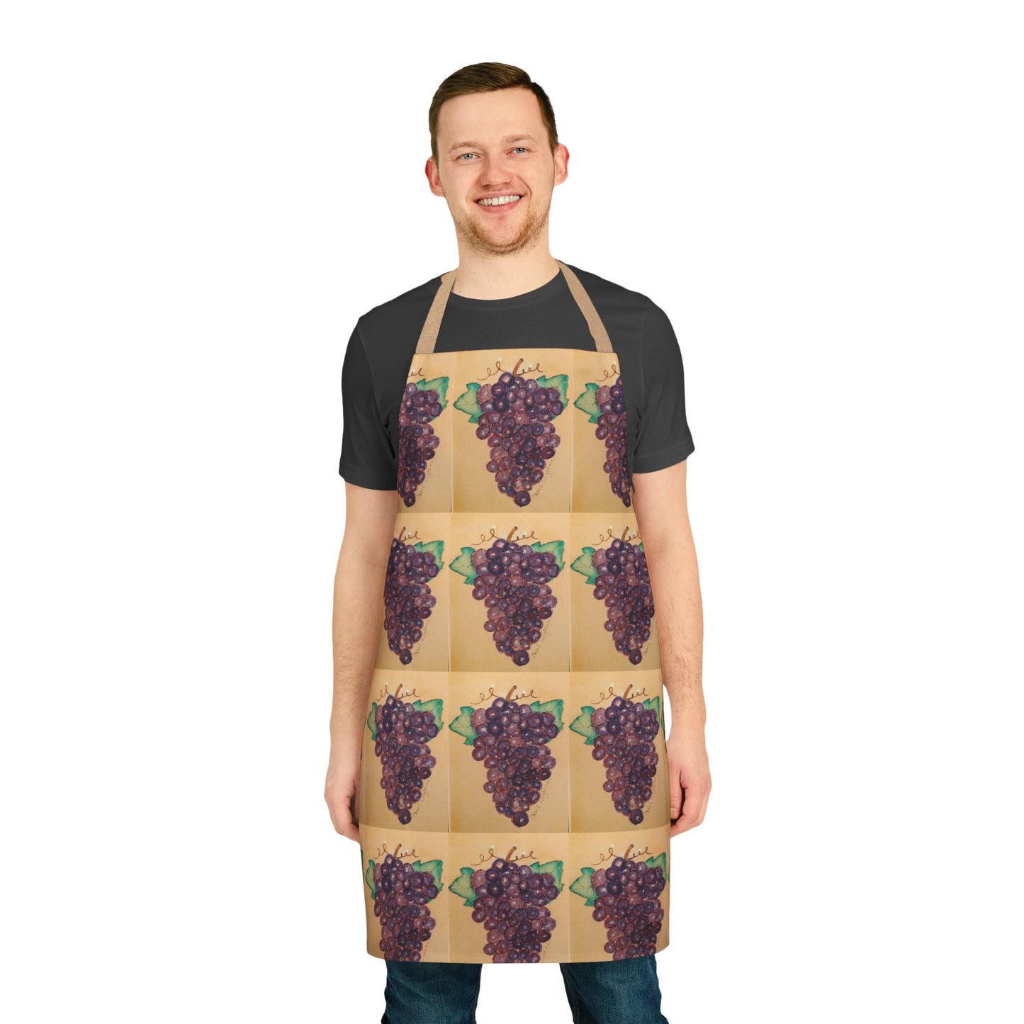 Italian-Style Tuscan Kitchen Cooking Apron with Purple Grapes