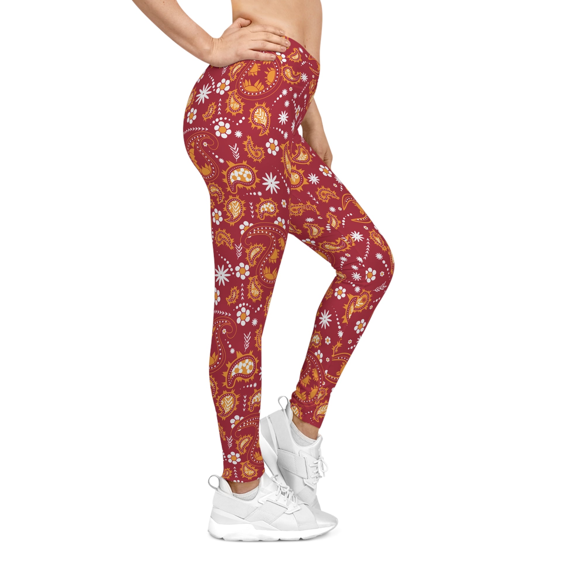 Paisley Patterned Leggings side on model