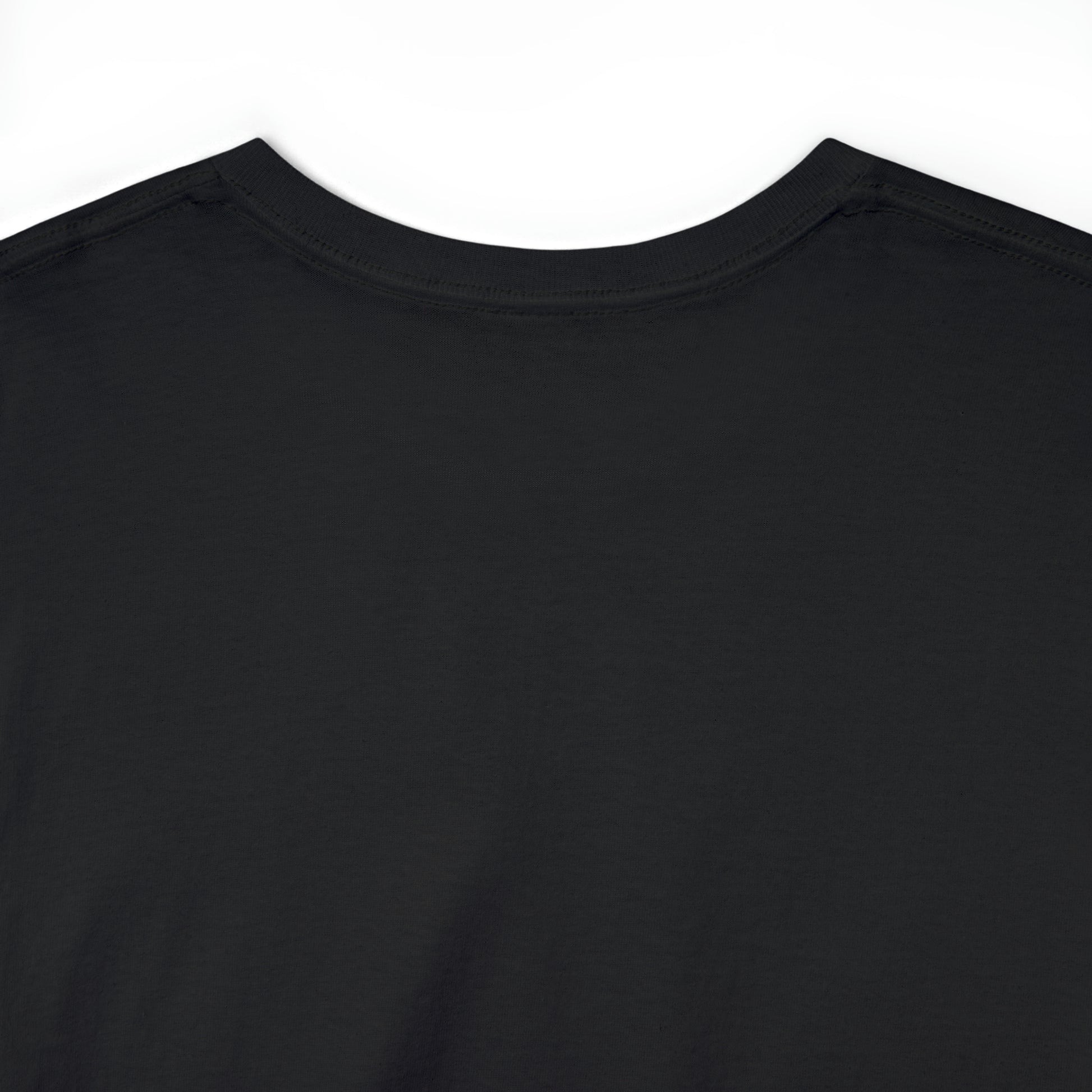 Space custom black T-Shirt back collar closeup