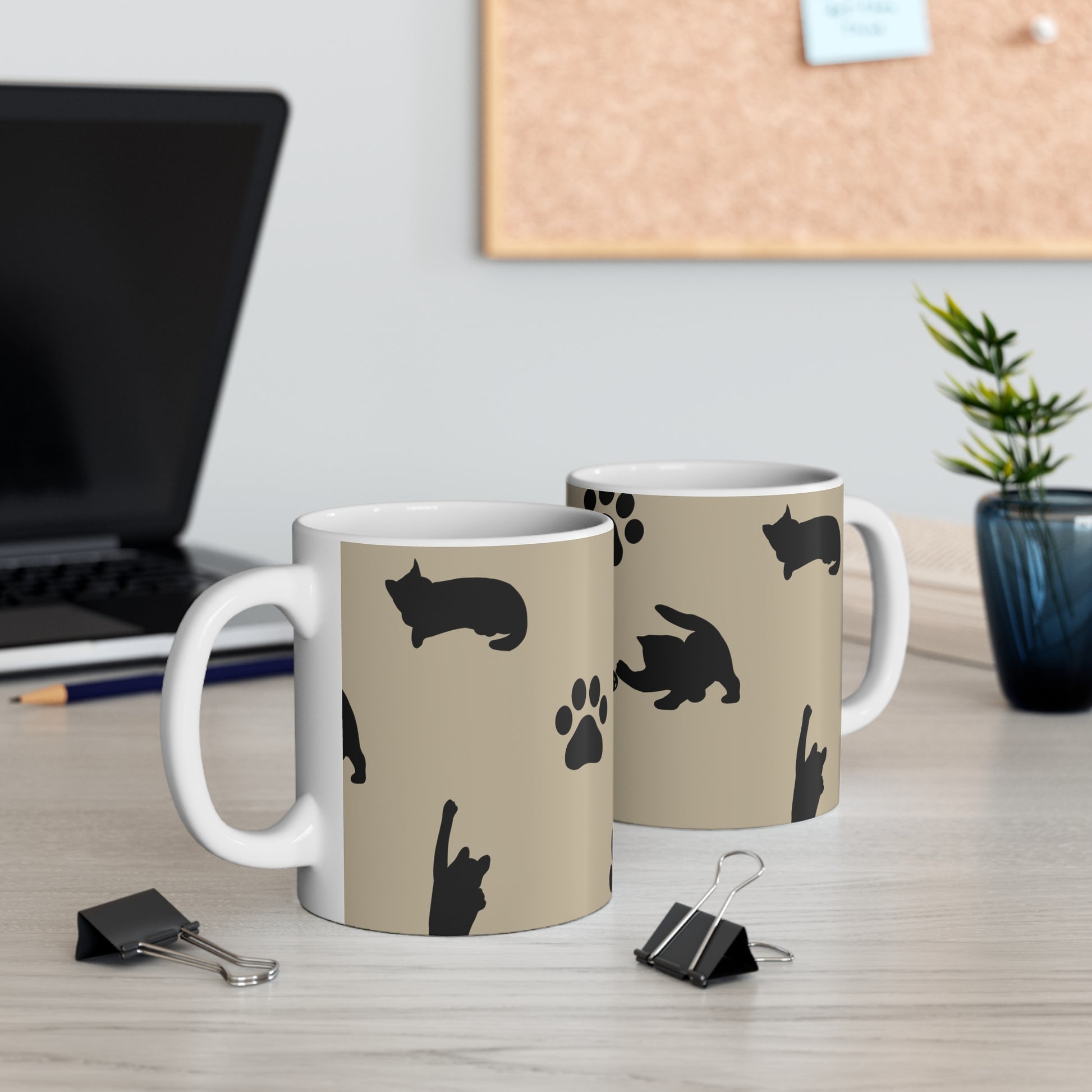 Cats Silhouette custom patterned mug left and right hand view