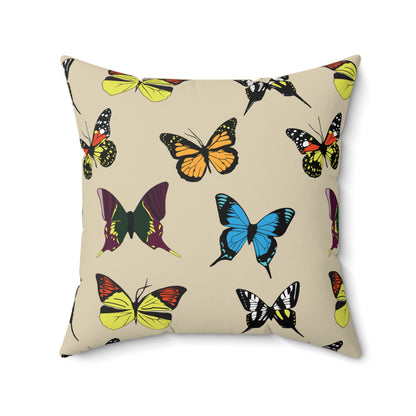 Butterfly-Print Square Throw Pillow