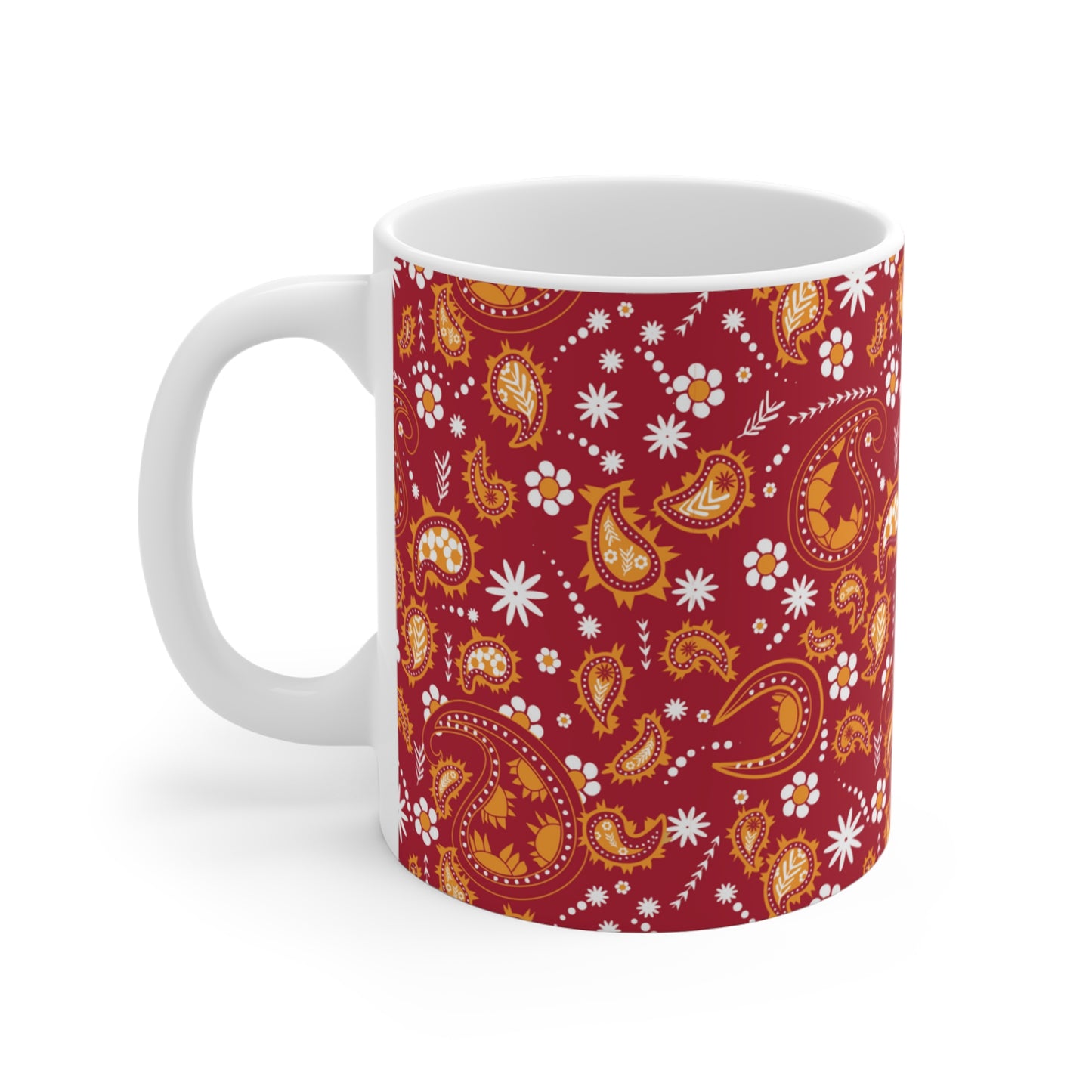 Paisley custom patterned mug left hand view