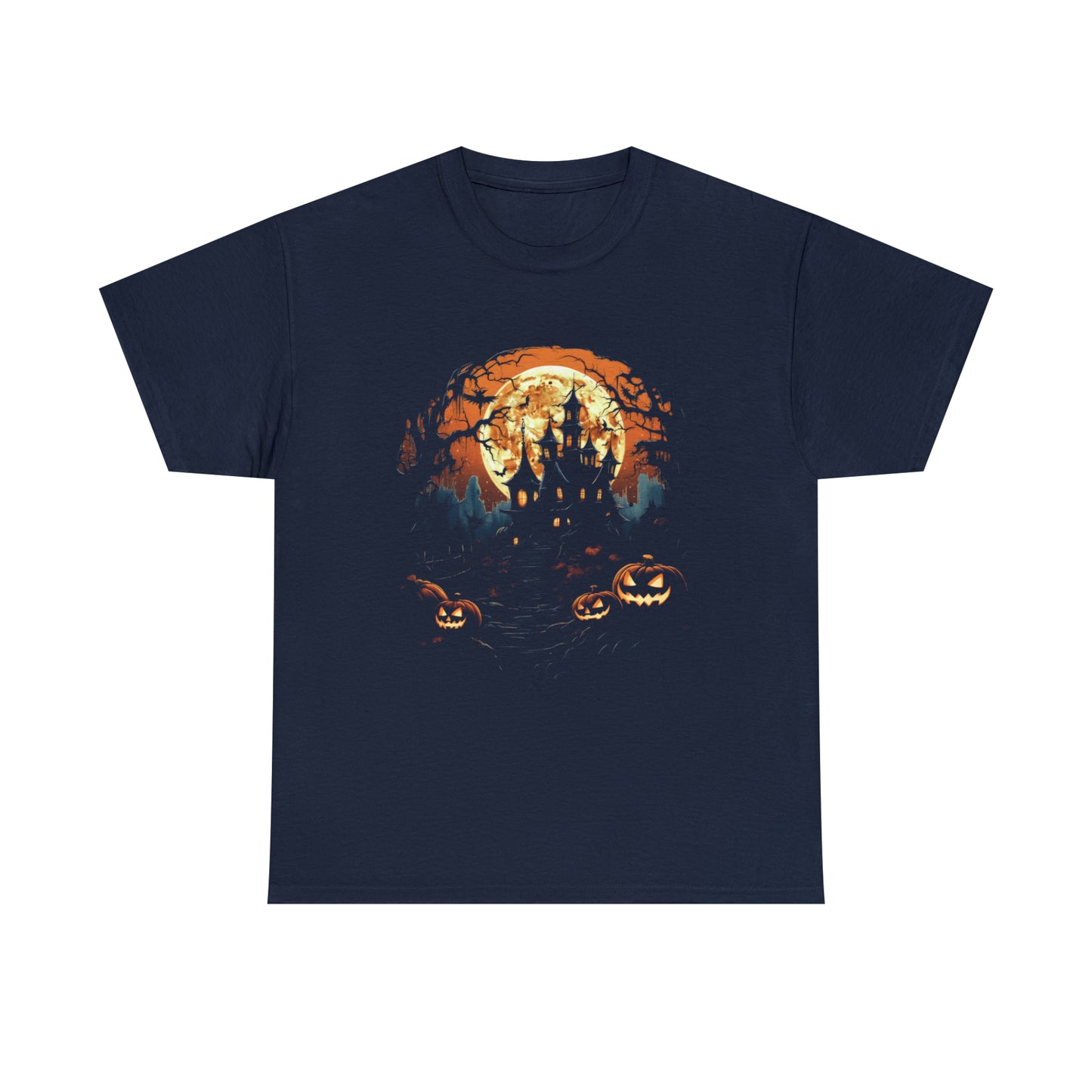Halloween Haunted House Custom T-Shirt (Black/Navy)