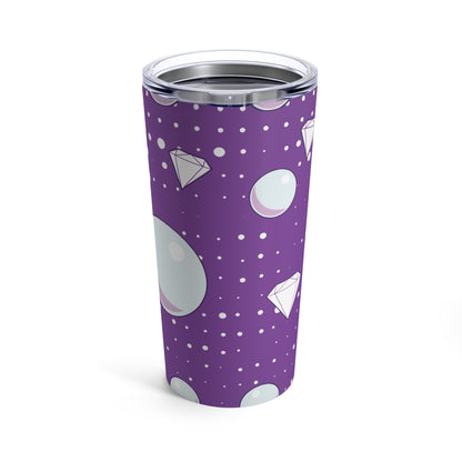 Diamonds and Pearls custom patterned tumbler mug back view