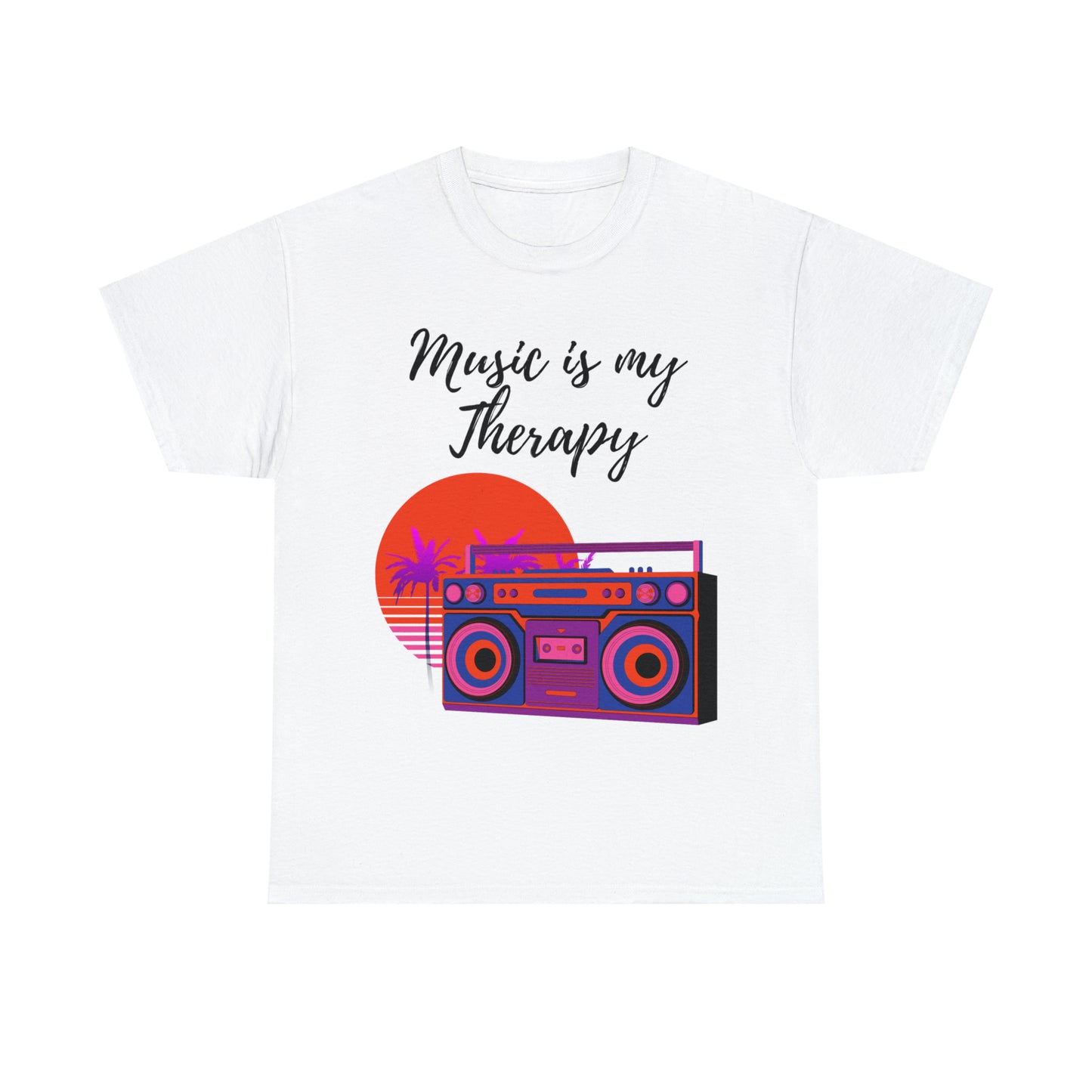 Music is my Therapy custom white T-Shirt front