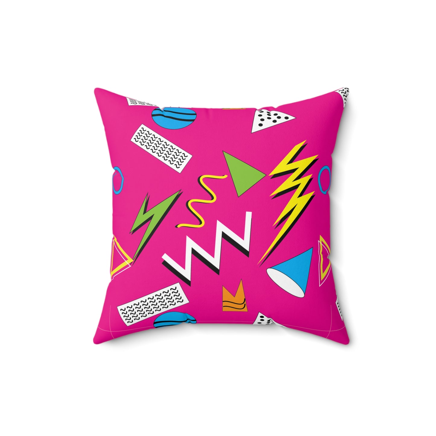 Retro 1980s Hot Pink Spun Polyester Square Throw Pillow, Hipster Home Decor