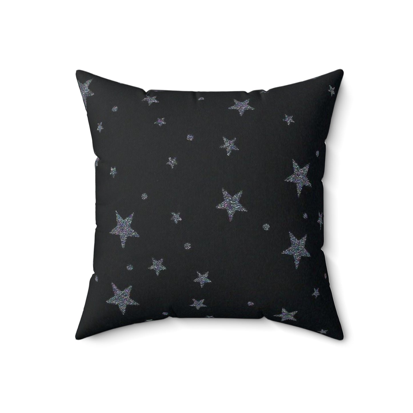 Silver Stars Spun Polyester Square Decorative Throw Pillow