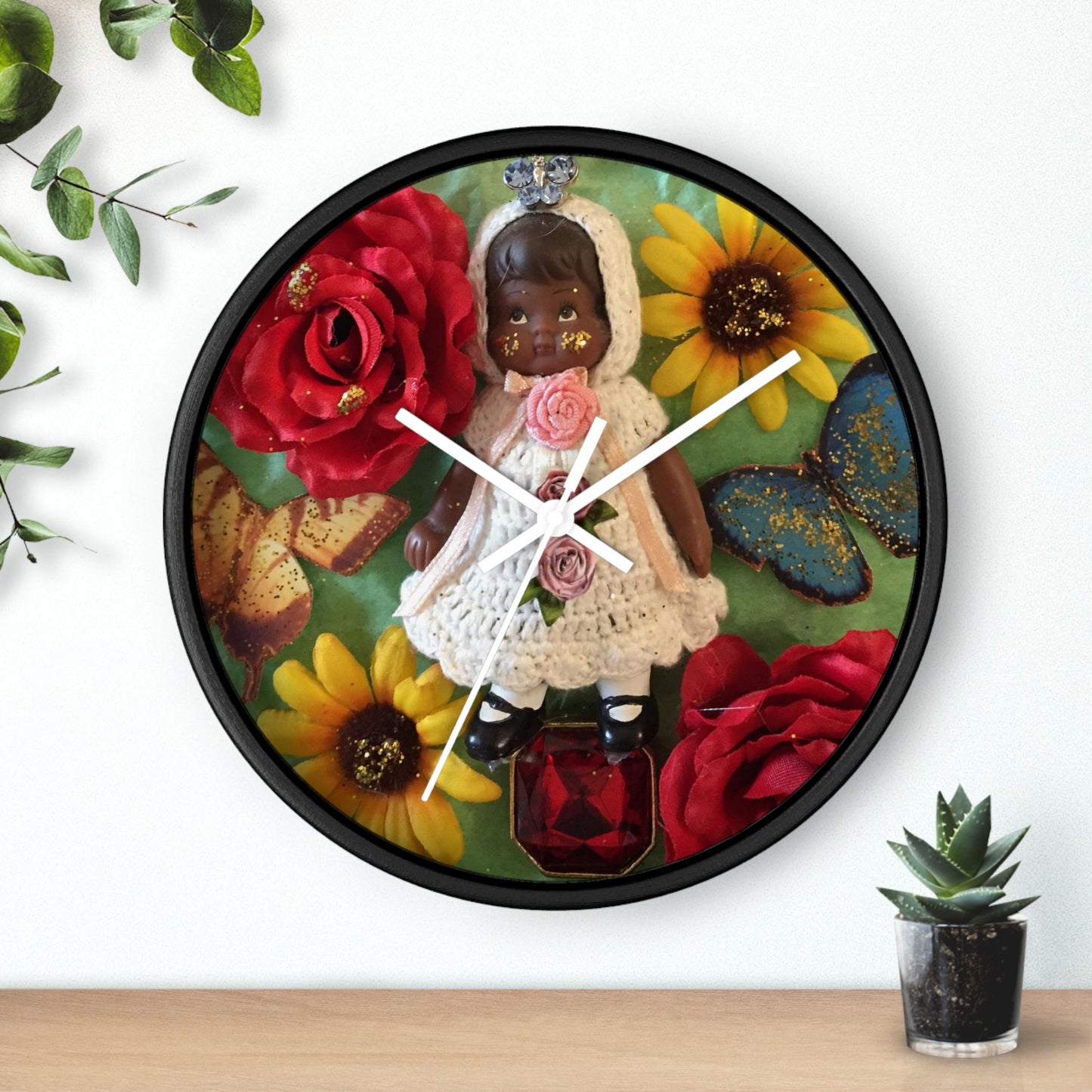 Black Girl Magic Black Wall Clock with white hands