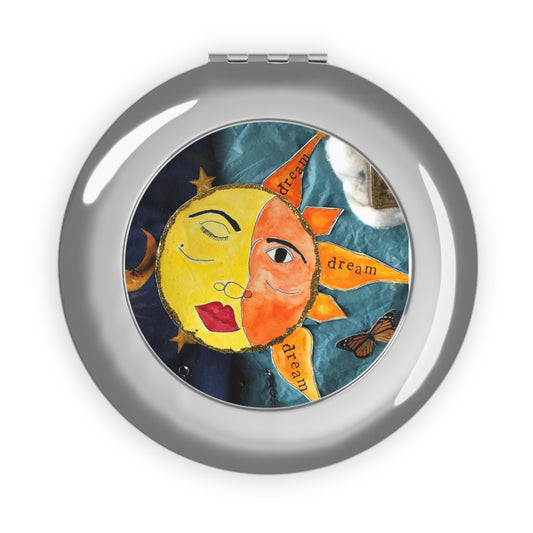 Celestial Circus Sun and Moon Cosmetic Compact Travel Mirror