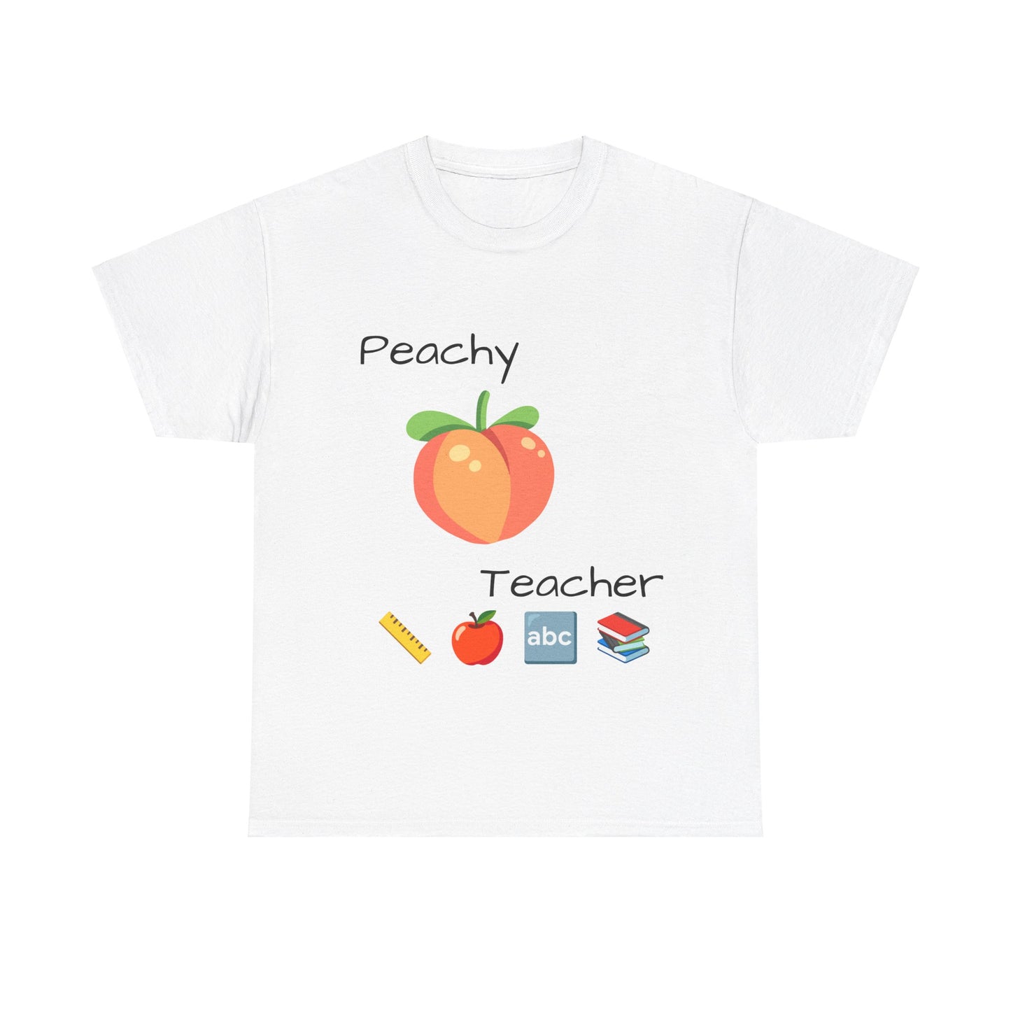 Peachy School Teacher Tee, Teacher Gift, Teacher of the Year, Short-Sleeve Crew-Neck T-shirt