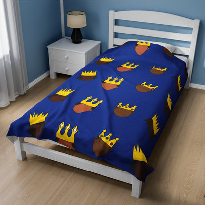 Black Kings-Patterned Velveteen Plush Throw Blanket